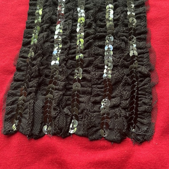 Harajuku Mini for Target Red Long Sleeve Tee Bow Tulle & Sequins - Picture 3 of 11